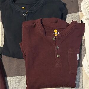 Carhartt Maroon and Black Henley Shirts